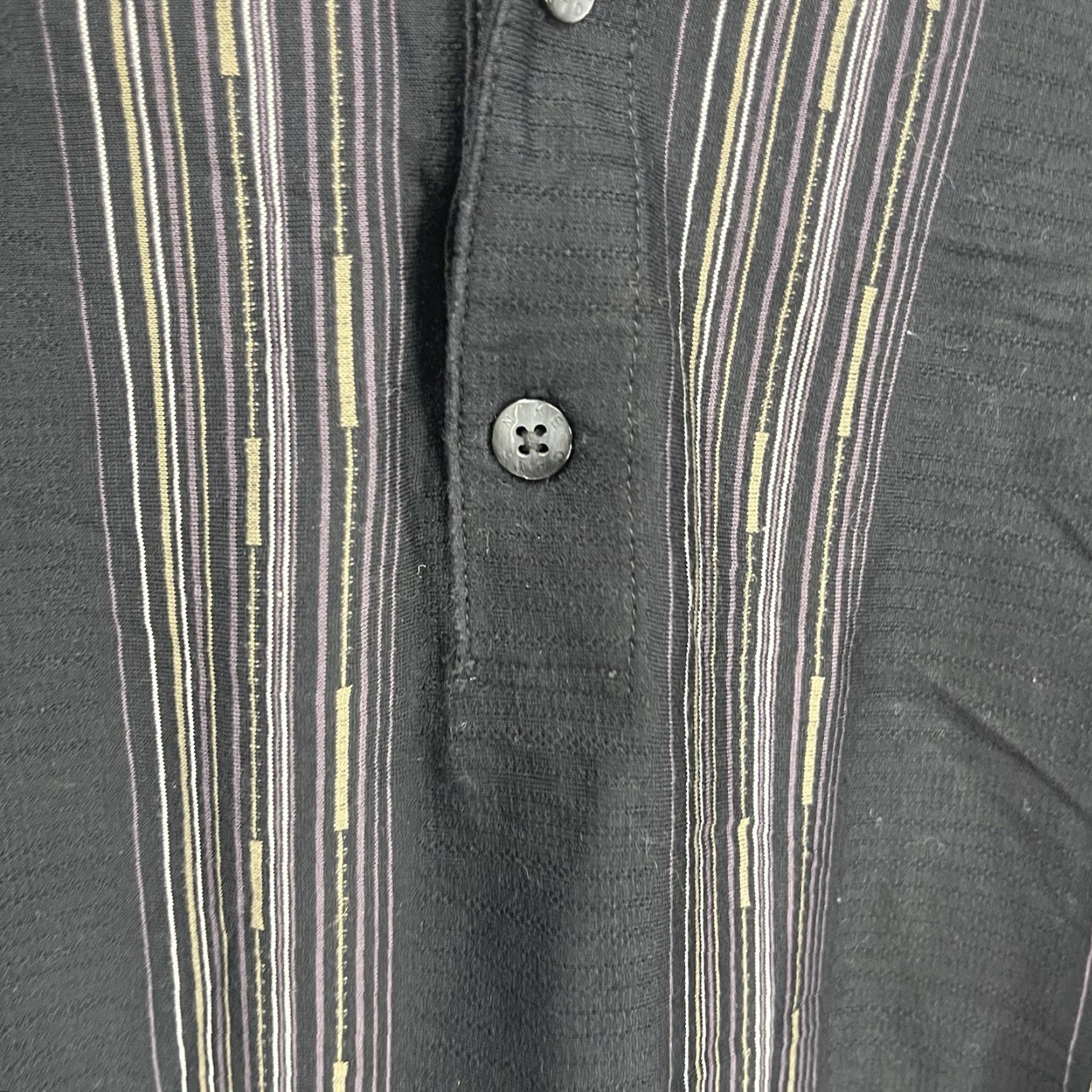 Vintage Tiger Woods Shirt Mens Large Striped Polo Black 60/2 Mercerized Golf Preppy Size US L / EU 52-54 / 3 - 7 Thumbnail