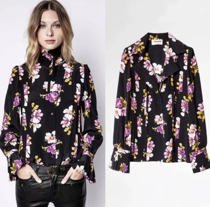 Zadig & Voltaire Zadig & Voltaire Défilé Floral Tessa Peonis Blouse ( XS ) Size XS / US 0-2 / IT 36-38 - 1 Thumbnail