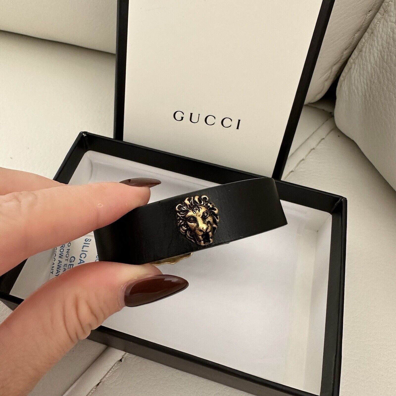 Gucci NEW GUCCI Lion Head Leather Bracelet Size M Black Size ONE SIZE - 6 Thumbnail