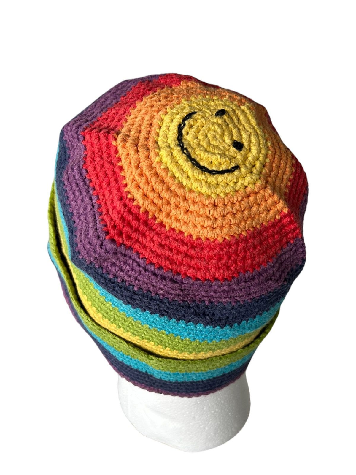 Japanese Brand × Kapital × Vintage 🌈Hippies Style Smile Crochet Knit Multicolur Bucket Hats🌈🌵 Size ONE SIZE - 2 Thumbnail