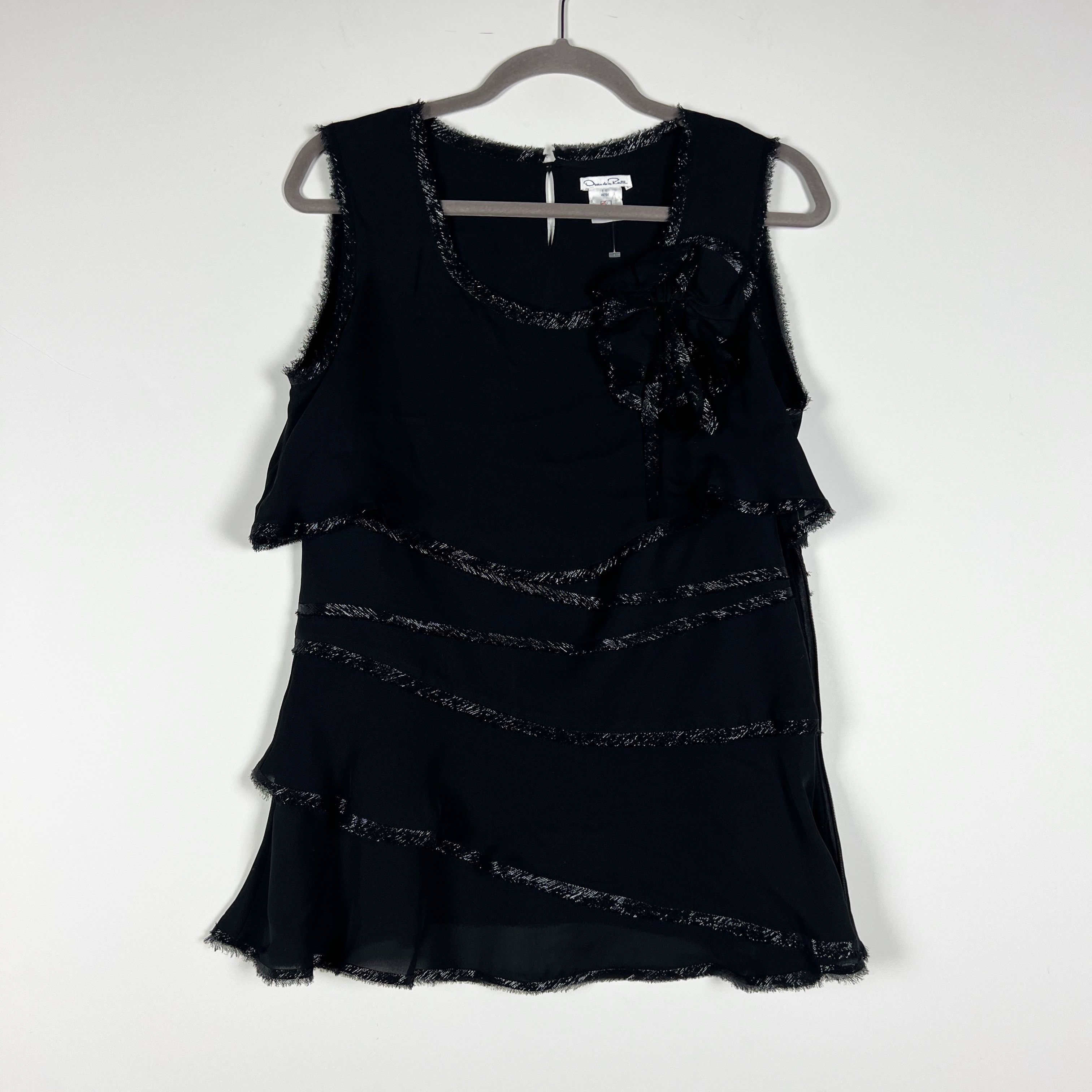 Oscar De La Renta Silk Chiffon Metallic Sparkle