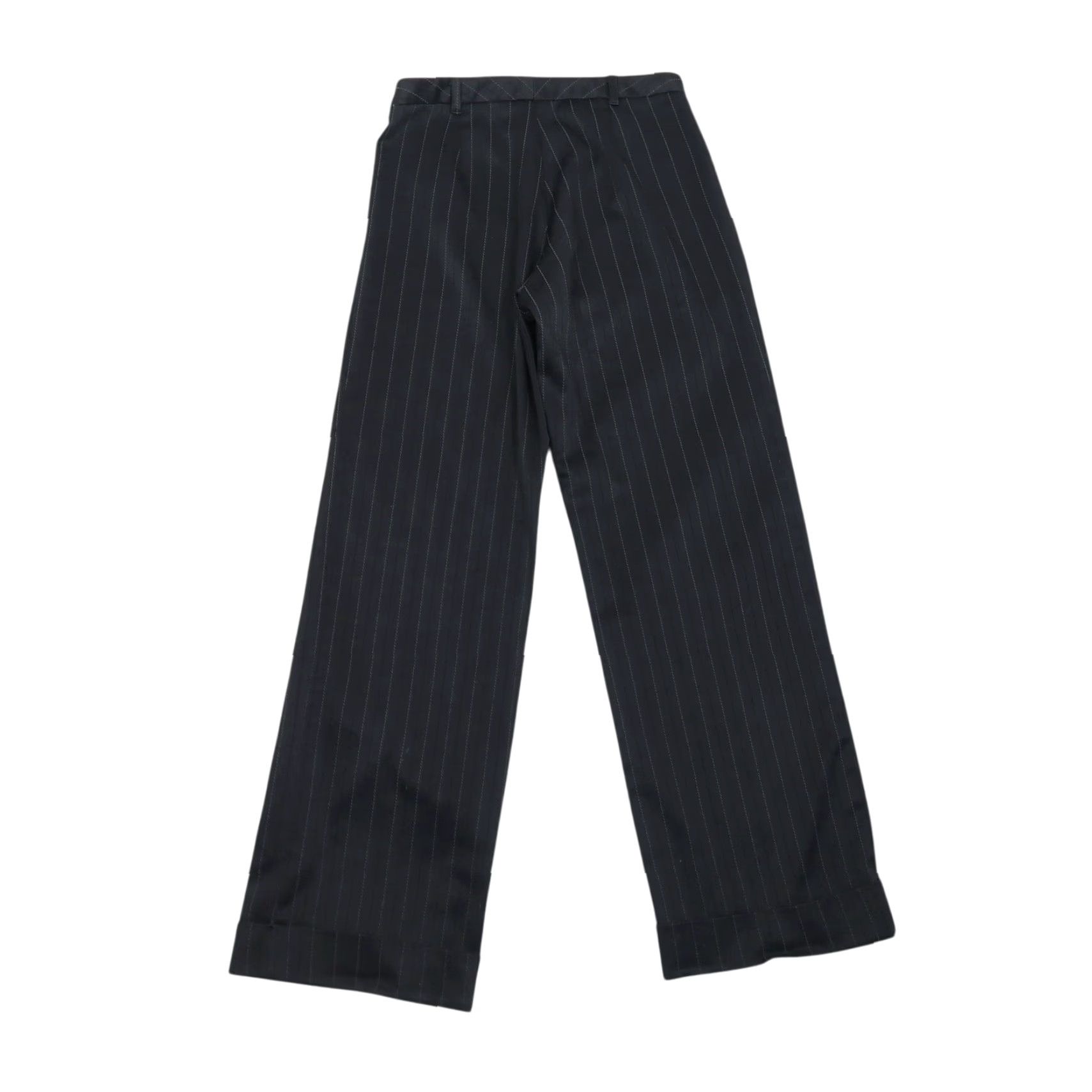 Vintage VINTAGE Zinc Black Pinstripe Wide Leg Trouser Pants S Womens Small 90s Business Workwear Striped 30 Inseam Wide-Leg Rise 8.5-10.5 In Satin feel Size 28" / US 6 / IT 42 - 3 Thumbnail