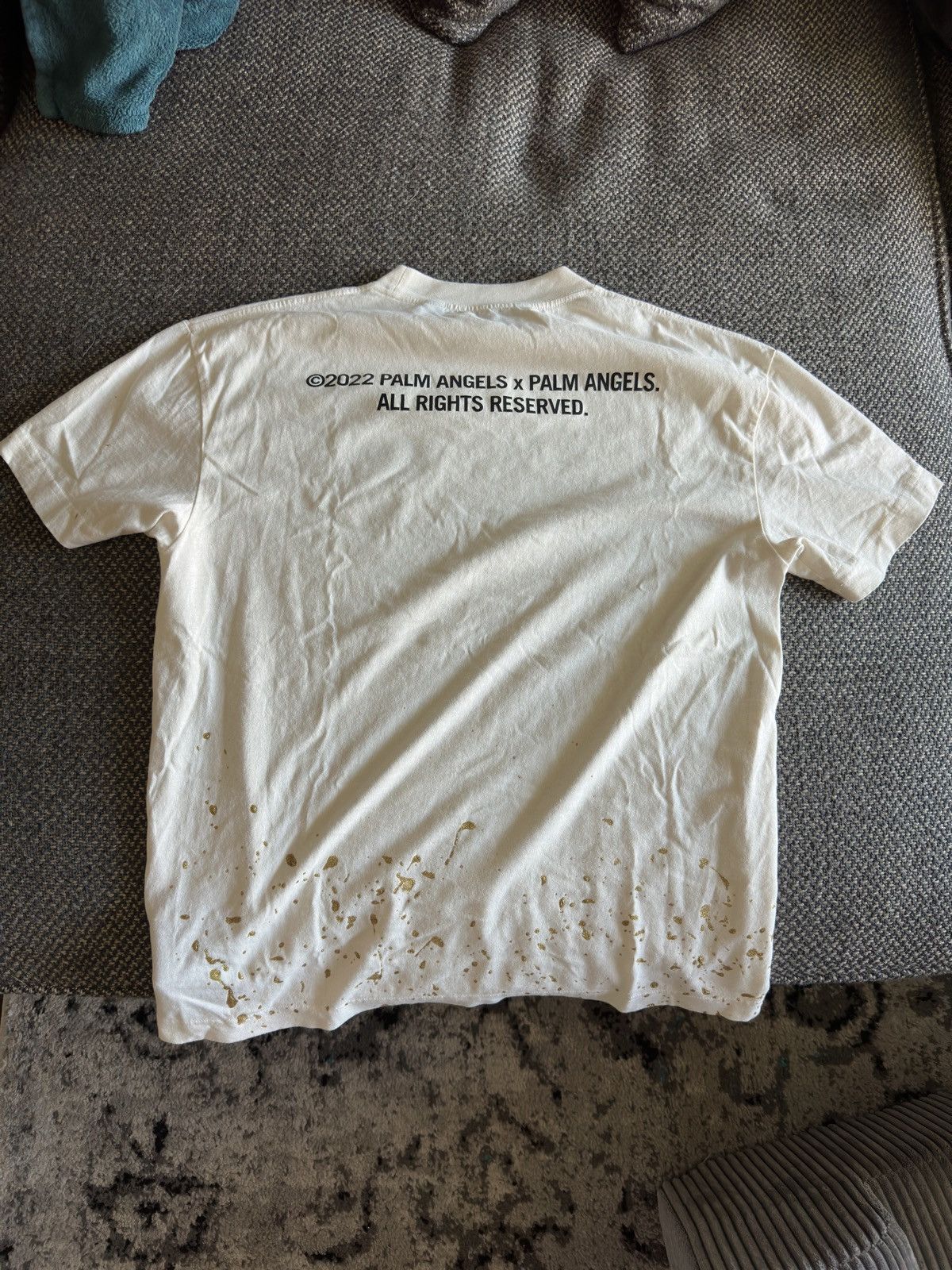 Palm Angels Palm Angels palm tree logo T-shirt with gold splatter Size US M / EU 48-50 / 2 - 2 Thumbnail