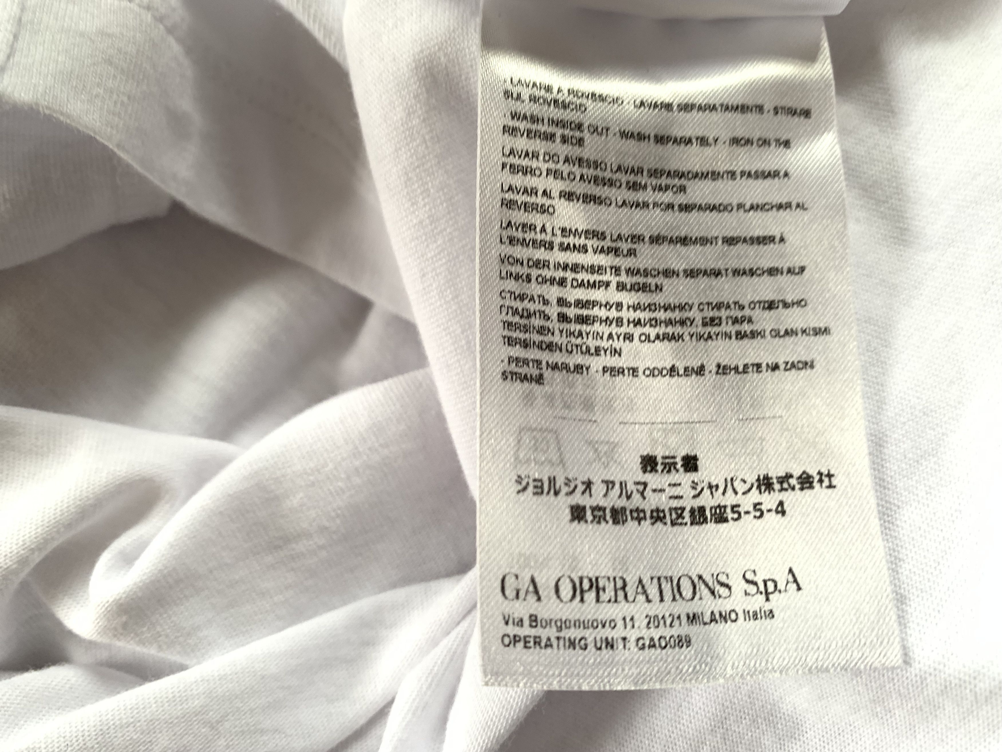 Emporio Armani × Giorgio Armani × Vintage Mens Emporio Armani White Cotton Reflective Print T-Shirt Size US XXL / EU 58 / 5 - 9 Thumbnail