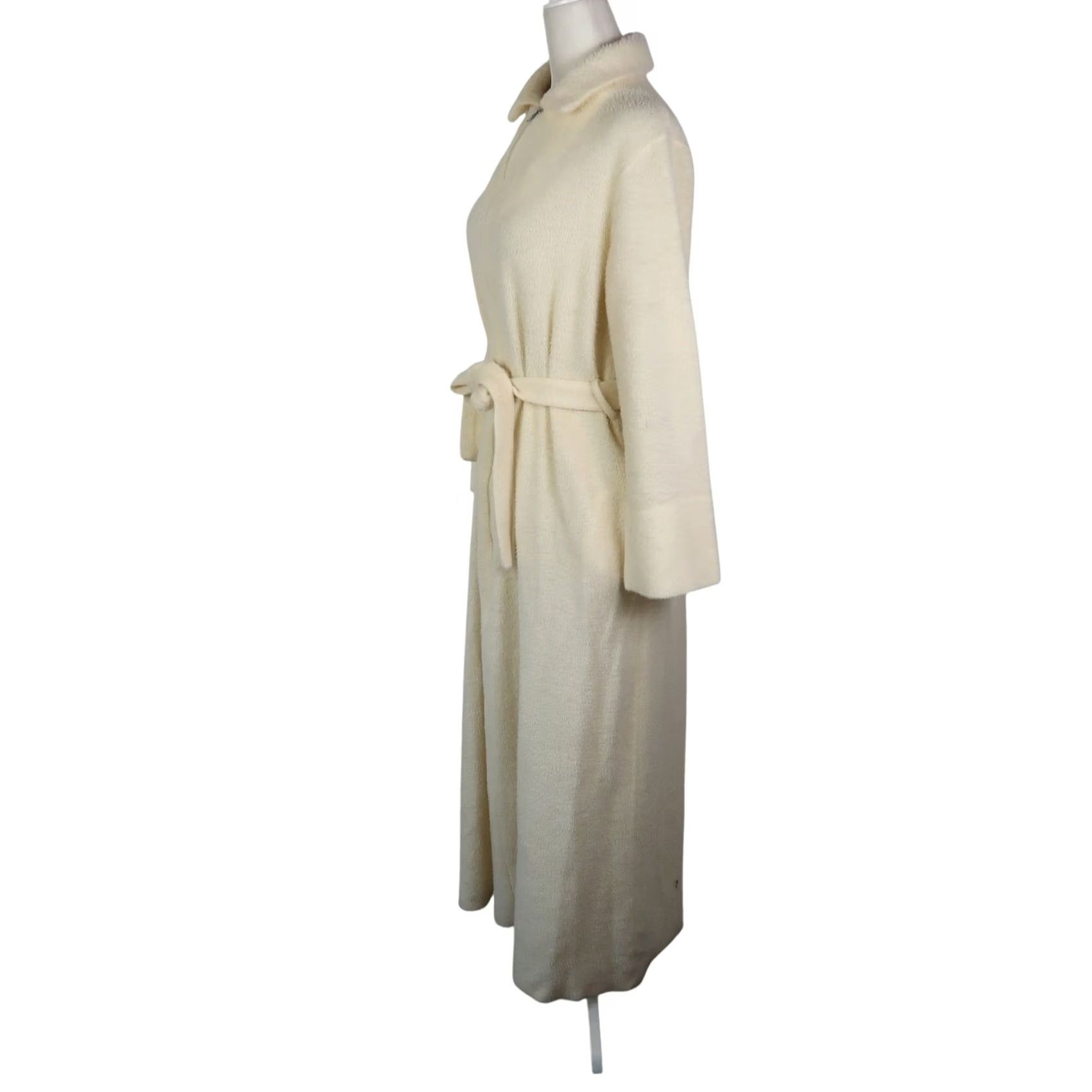 Vintage VINTAGE 80s Cream Fleece Long Robe House Dress Zip Front Women L Regular Size Large Sleeves Long, Tie Belt, Pocket, Made in USA, Vintage Yes Size L / US 10 / IT 46 - 3 Thumbnail