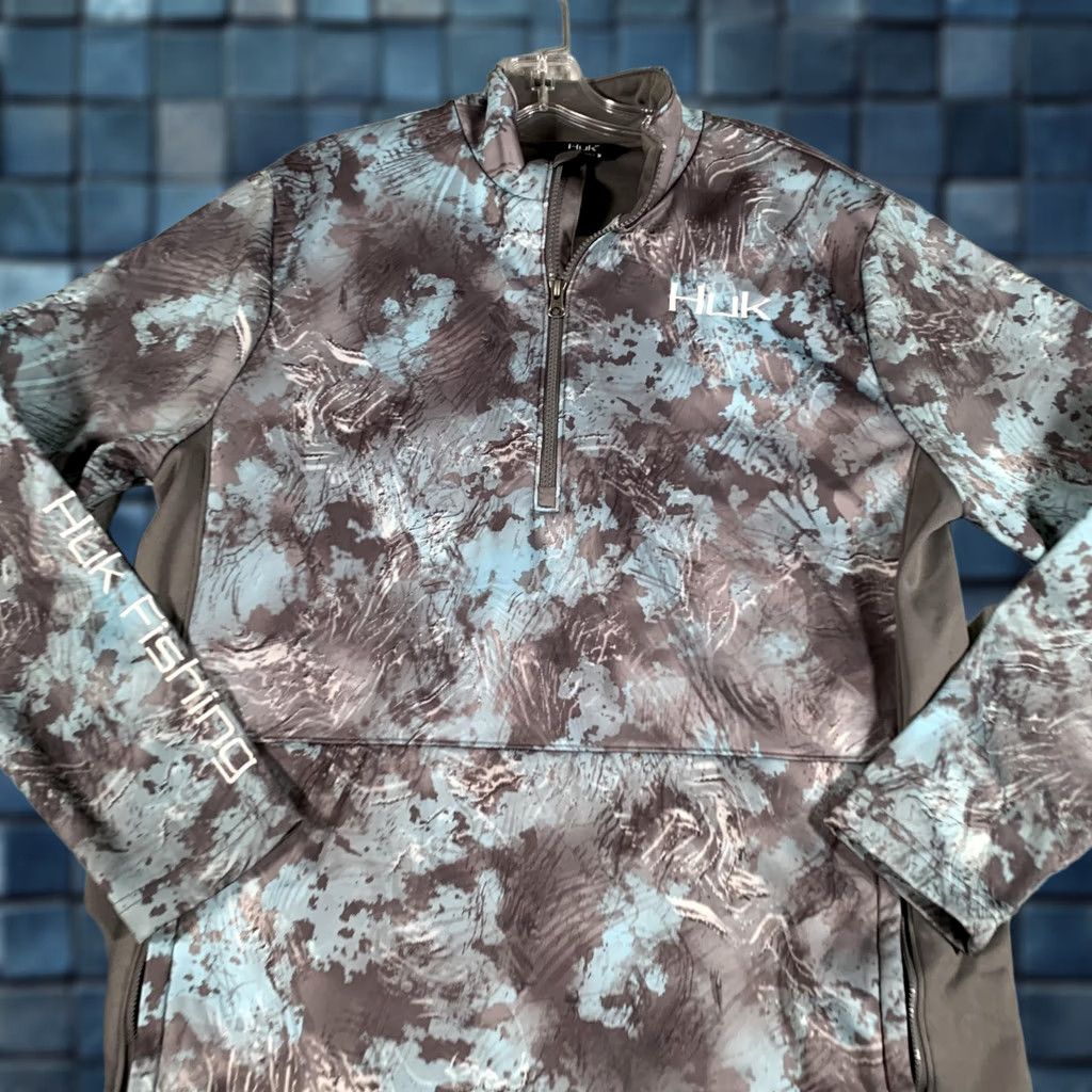 Vintage Huk Shirt Mens Medium Blue Gray Camo Quarter Zip Pullover Performance Fishing Size US M / EU 48-50 / 2 - 1 Thumbnail