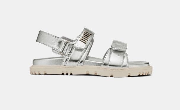 Dior o1w1db11124 Metallic Calfskin Dioract Sandals in Silver Size US 10 / IT 40 - 1 Thumbnail