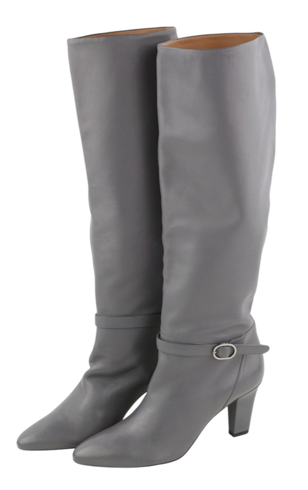 Emporio Armani EU37 Grey Leather Almond Toe Heels Shoes 85943 Size US 6 / IT 36 - 2 Thumbnail