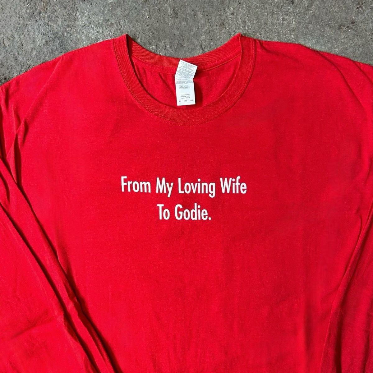 Gildan 2010s Gildan “From My Wife To Godie” L/S T-Shirt Size US XXL / EU 58 / 5 - 1 Thumbnail
