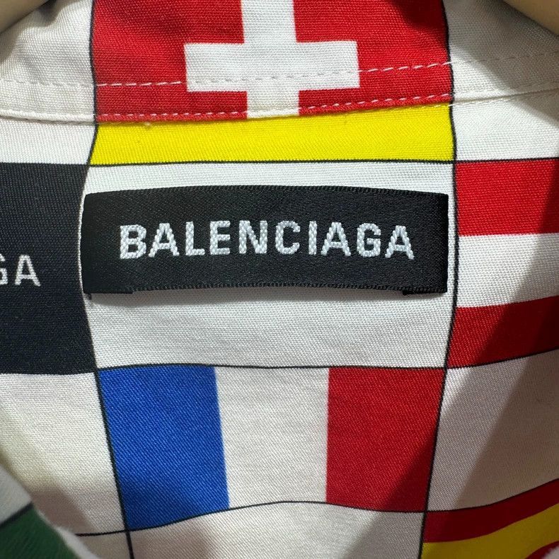Balenciaga Balenciaga Flag Print Short Sleeve Shirt Size US L / EU 52-54 / 3 - 3 Thumbnail