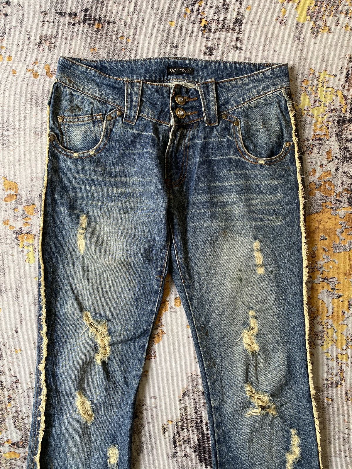 Japanese Brand Philodox Distressed Flare Denim Size US 31 - 3 Thumbnail