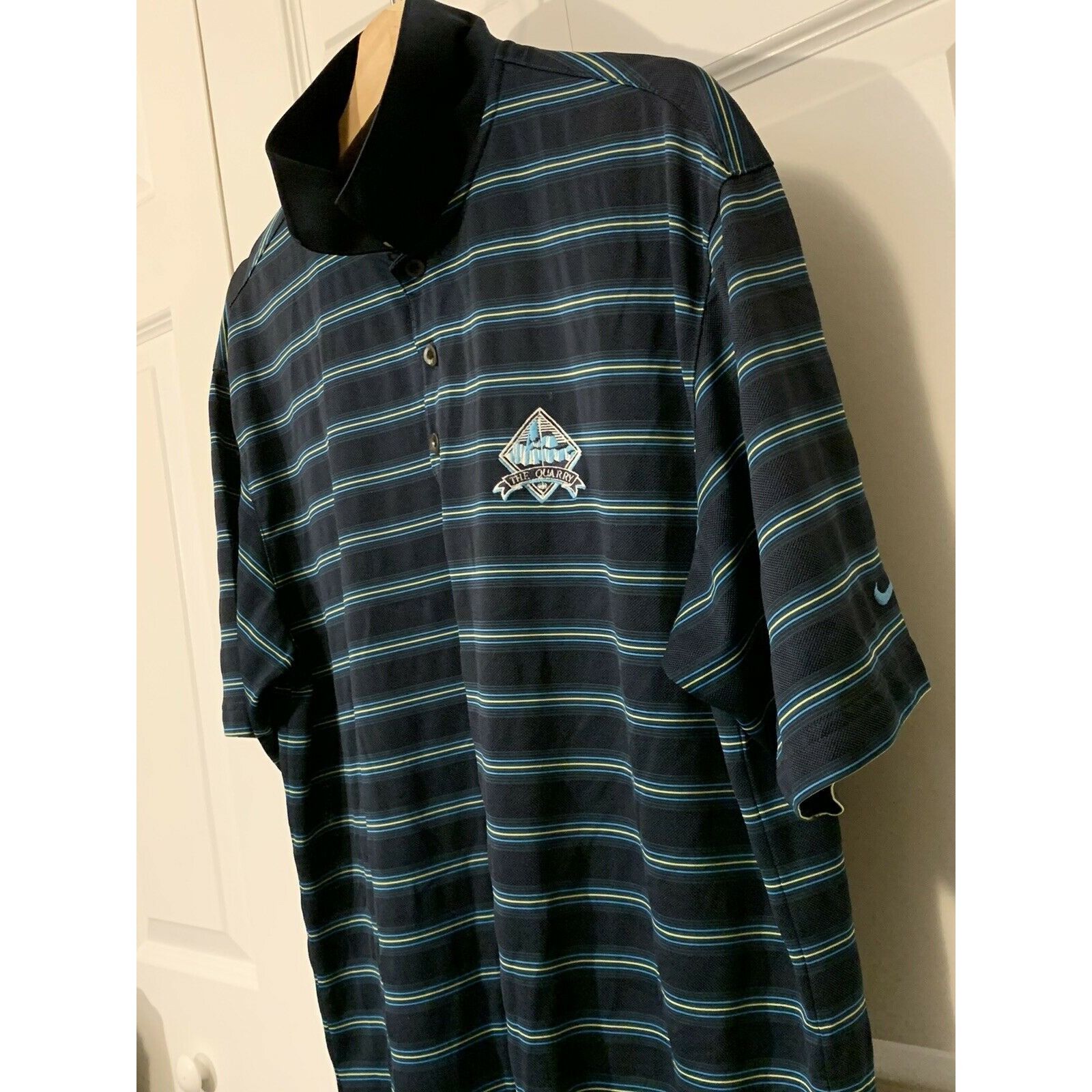 Nike Nike Golf Striped Polo Shirt The Quarry Men's Sz L Black Blu Size US L / EU 52-54 / 3 - 3 Thumbnail