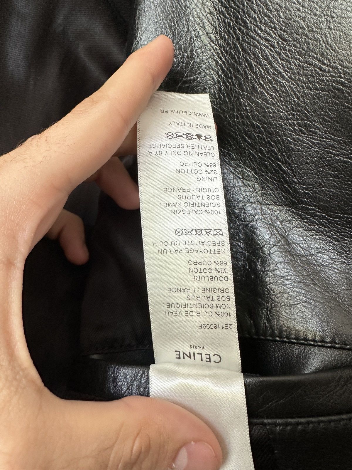 Celine × Hedi Slimane Biker Motorcycle Jacket Two Tone Leather FW19 Size US M / EU 48-50 / 2 - 14 Thumbnail