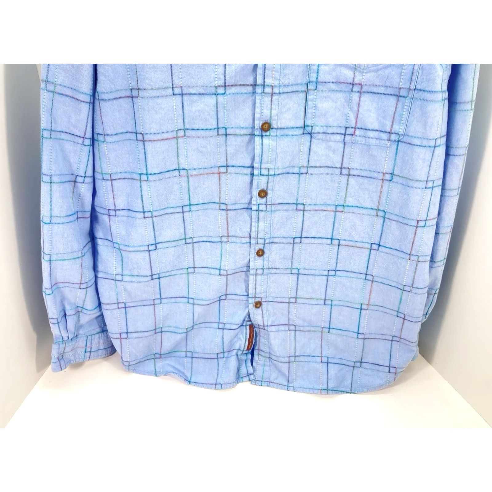 The Territory Ahead VINTAGE Territory Ahead Shirt Men XL Blue Stripe Button Long Sleeve Brushed Cotton Size US XL / EU 56 / 4 - 3 Thumbnail