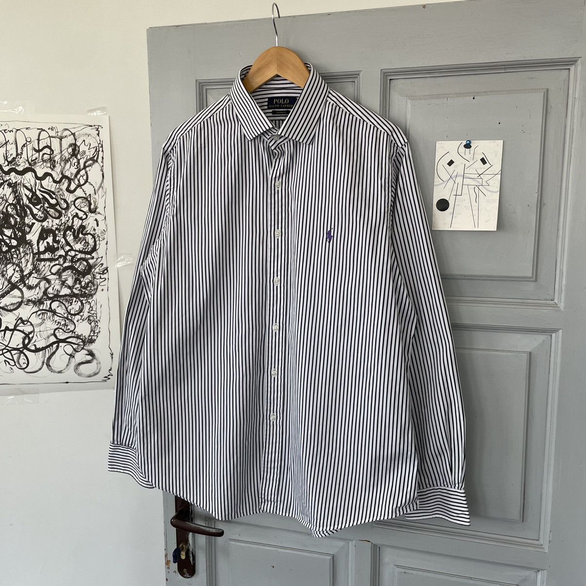 Polo Ralph Lauren Vintage Polo Ralph Lauren Striped Shirt purple logo Size US L / EU 52-54 / 3 - 3 Thumbnail