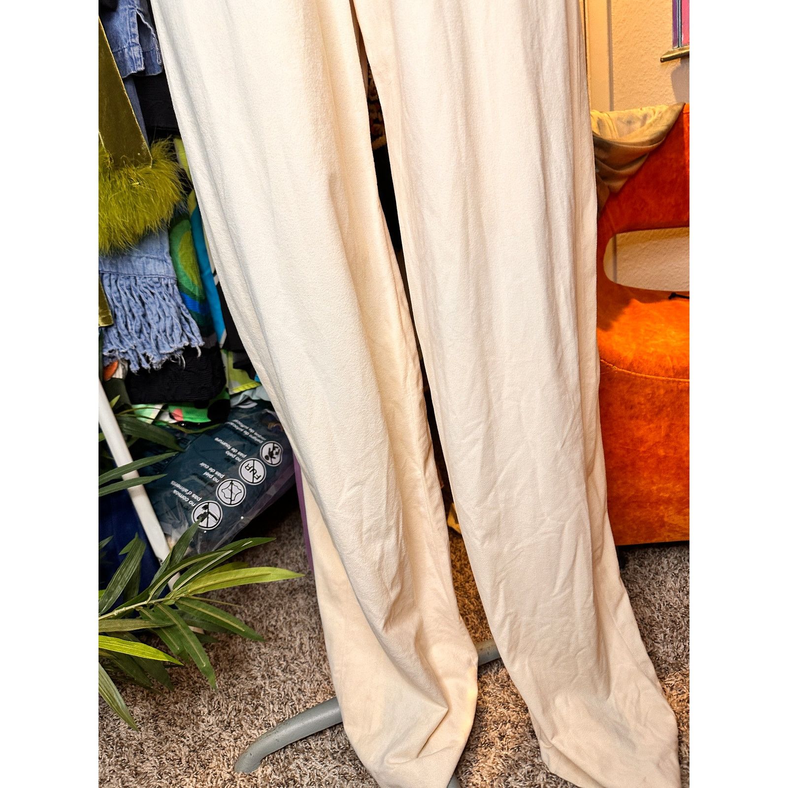 Homemade Retro 1970s Orange and Cream Jumpsuit Size 27" / US 4 / IT 40 - 8 Thumbnail
