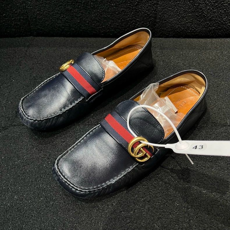 Gucci Gucci Leather Loafers with Web Stripe - dmc Size US 9 / EU 42 - 1 Thumbnail