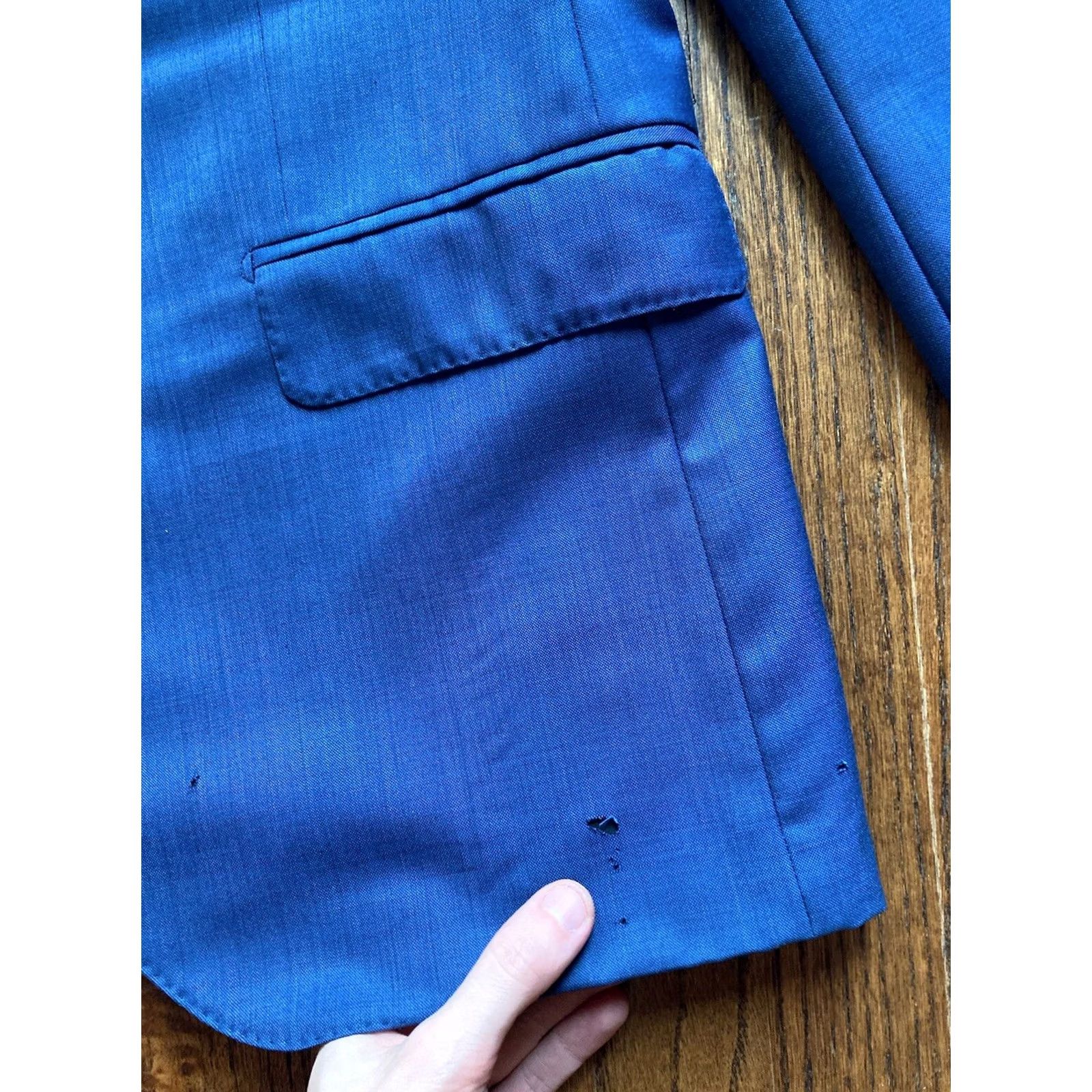 Sid Mashburn Sid Mashburn Wool Blazer Mens 42R Blue Jacket Coat Made In Italy Flaws Chest 42 Wool Sport Coat Blazer Mens Size 42R - 5 Thumbnail