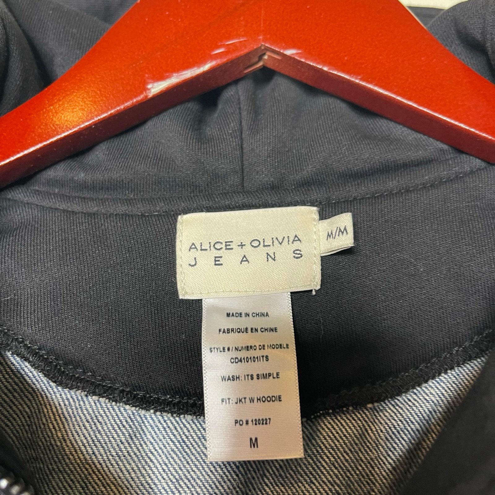 Alice + Olivia Alice + Olivia Jean Denim Hoodie Jacket sz M Size M / US 6-8 / IT 42-44 - 3 Thumbnail