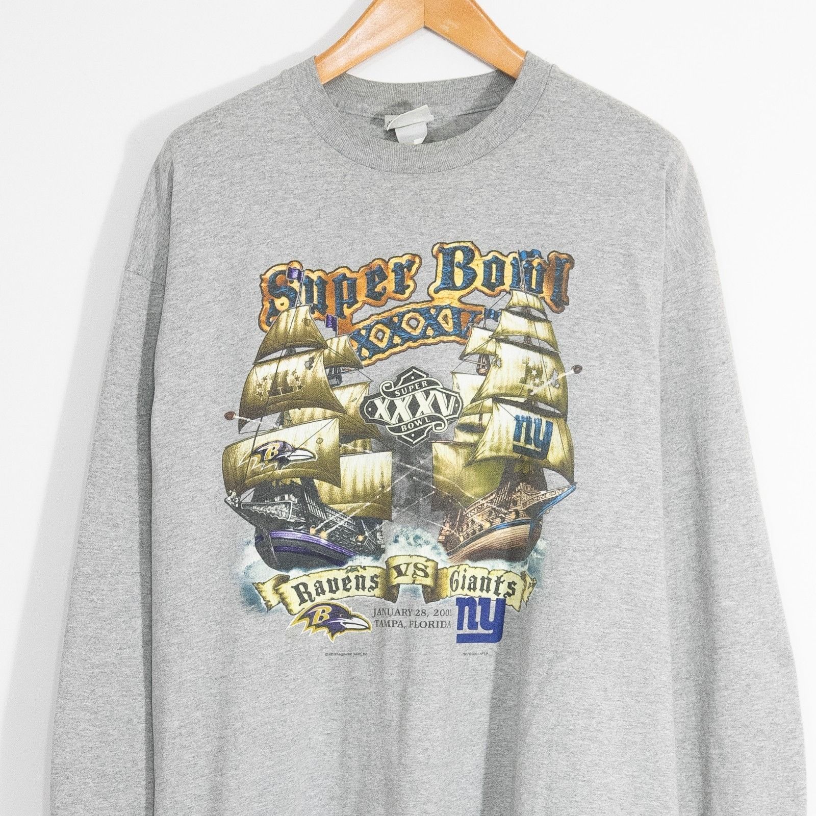 Vintage Vintage 2001 Super Bowl Ravens T Shirt Mens XL - Long Sleeve Size US XL / EU 56 / 4 - 2 Thumbnail