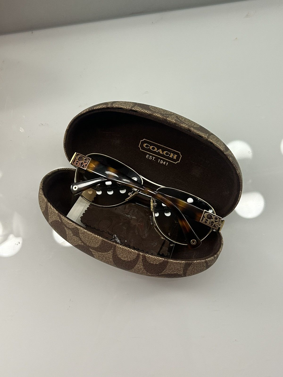 Coach Coach Green Tortoiseshell Print Sunglasses Size ONE SIZE - 6 Thumbnail