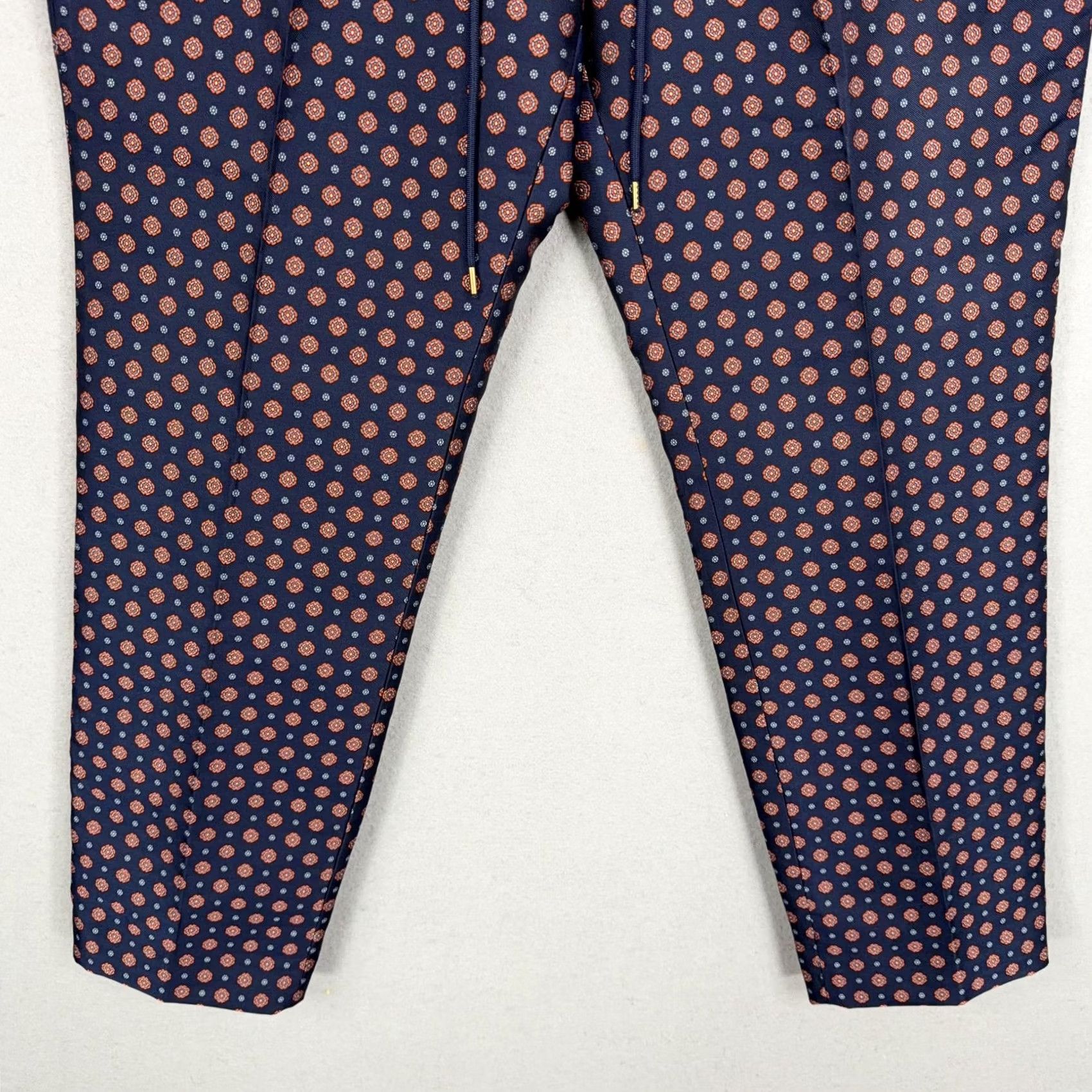 J.Crew J.CREW Pants Womens 10 Blue Orange Foulard Medallion Print Tapered Ankle Trouser Size 32" / US 10 / IT 46 - 3 Thumbnail