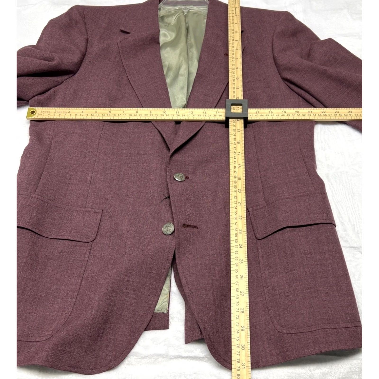 Vintage VINTAGE Jamal Ruby “The Sincerely” Wool Blend Blazer Men’s L Burgundy Cotton Blend Solid Single-Vented 46 Chest Jaymar Blazer Mens Size 42R - 7 Thumbnail