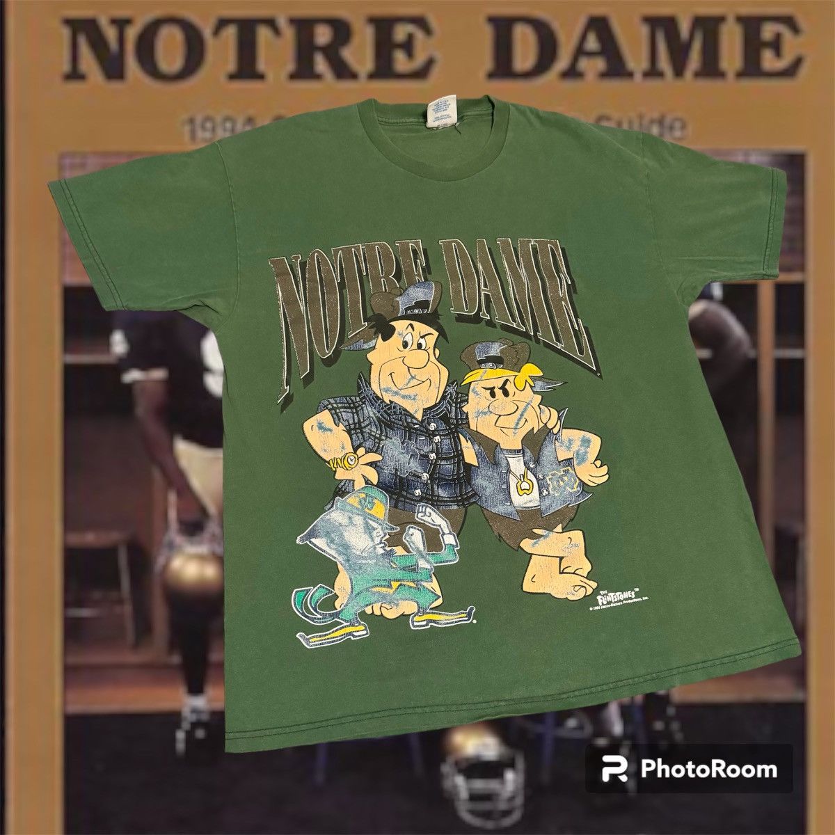 image of 90's NCAA University Of Notre Dame Fighting Irish Tee in Green, Men's (Size XL)