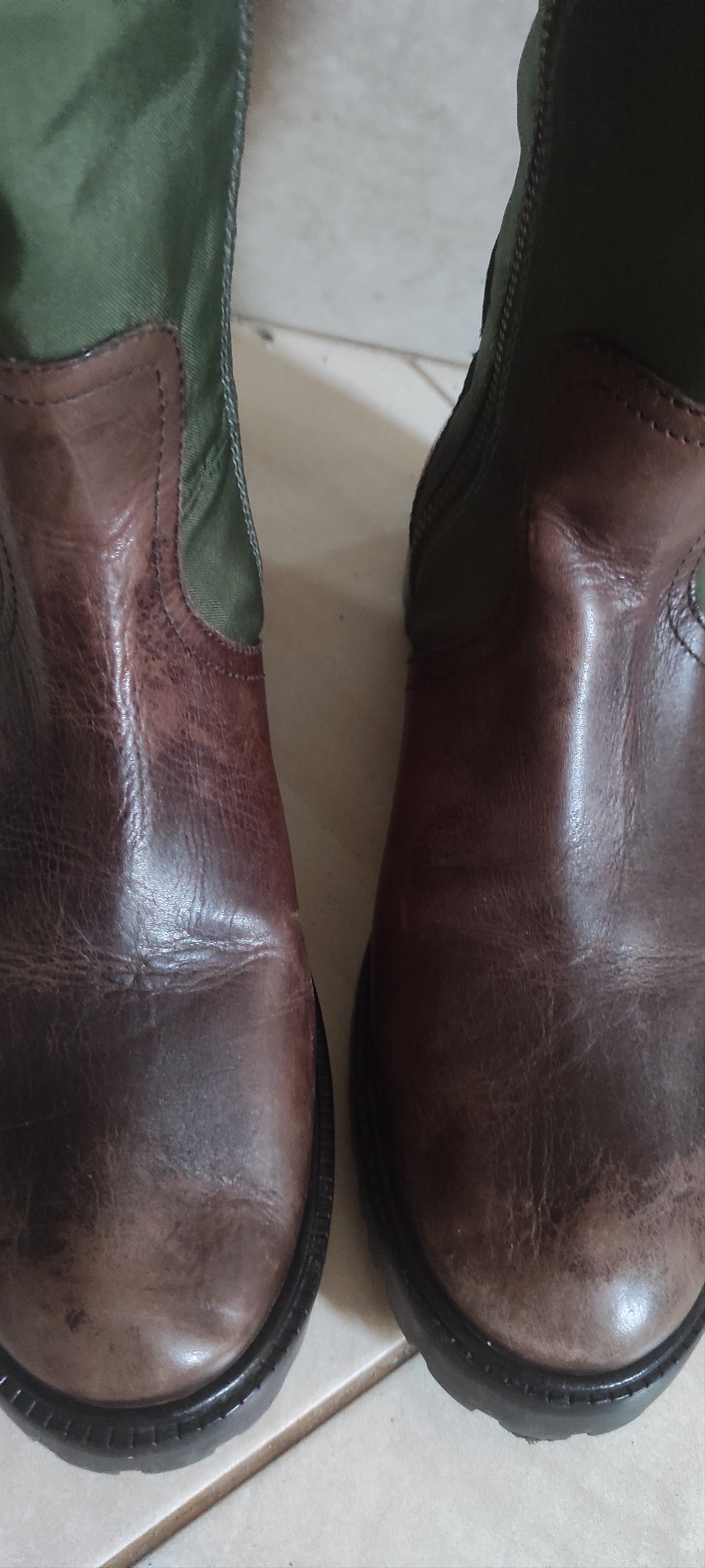 Tory Burch Tory Burch Military Green & Brown Leather Riding Boots. Size US 7.5 / IT 37.5 - 17 Thumbnail