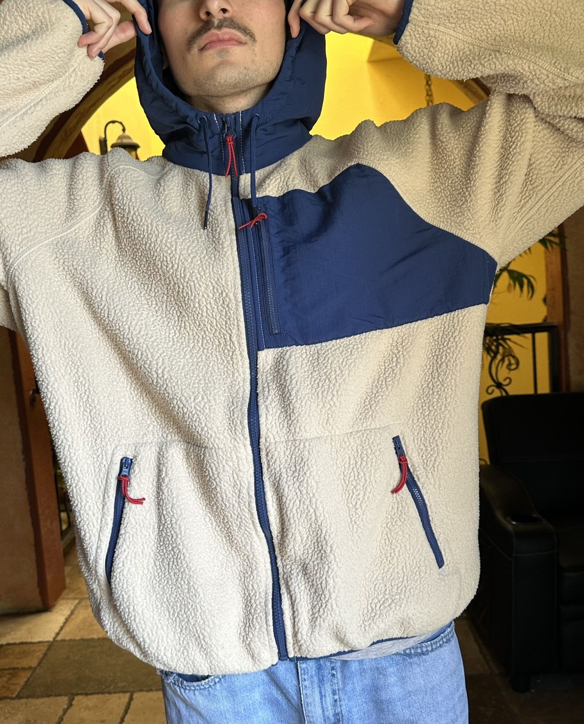J.Crew 🔵 RARE J. Crew Nordic Sherpa Fleece Hoodie Jacket Size US XL / EU 56 / 4 - 4 Thumbnail