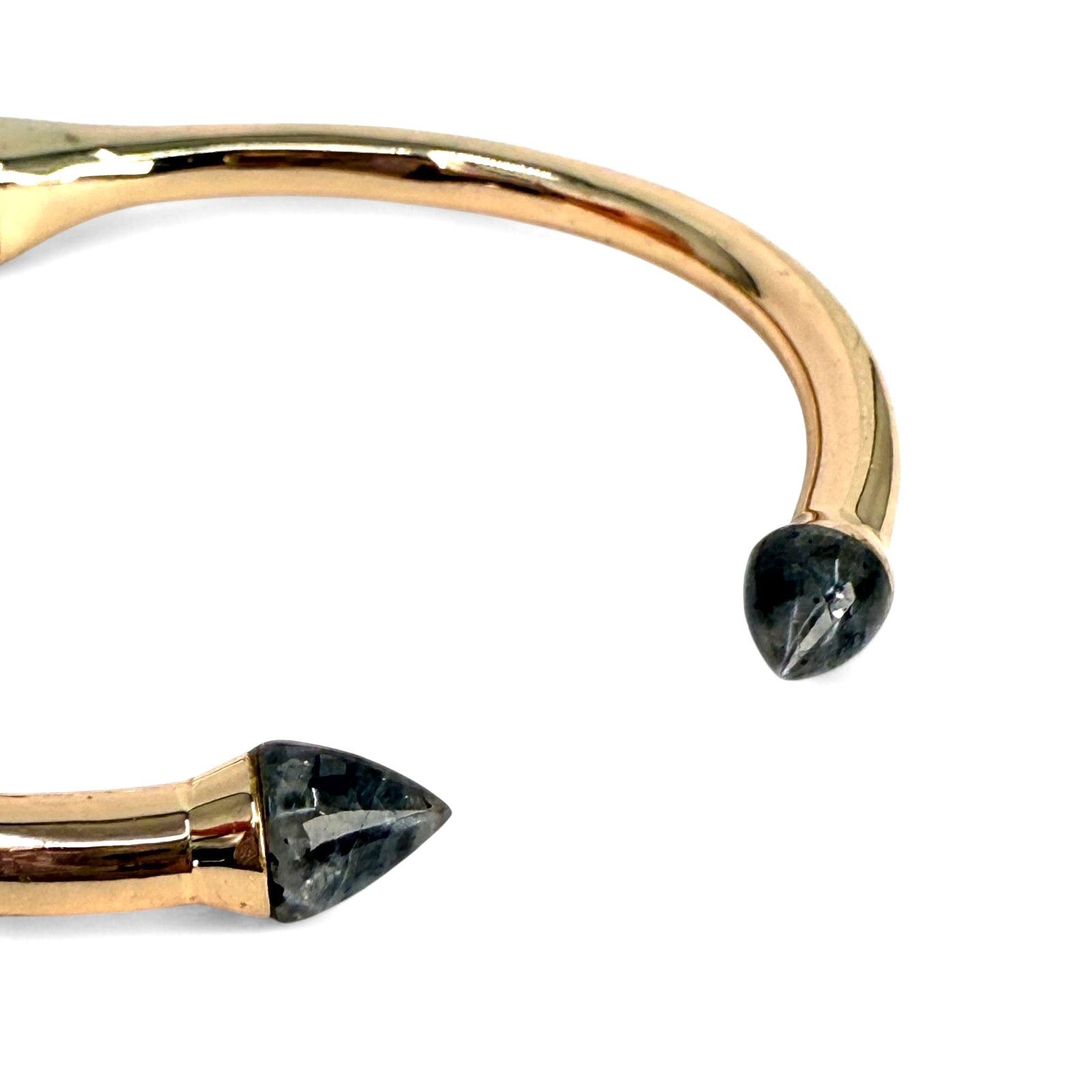 Other Slate Porter Hinge Cuff Bracelet Gold over Brass Larvikite Size ONE SIZE - 2 Thumbnail