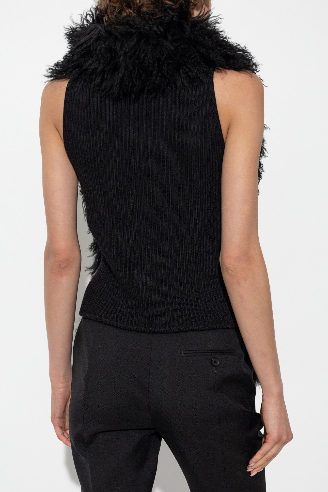 Alexander McQueen o1s22i1n1024 Knit Shearling Top in Black Size S / US 4 / IT 40 - 4 Thumbnail