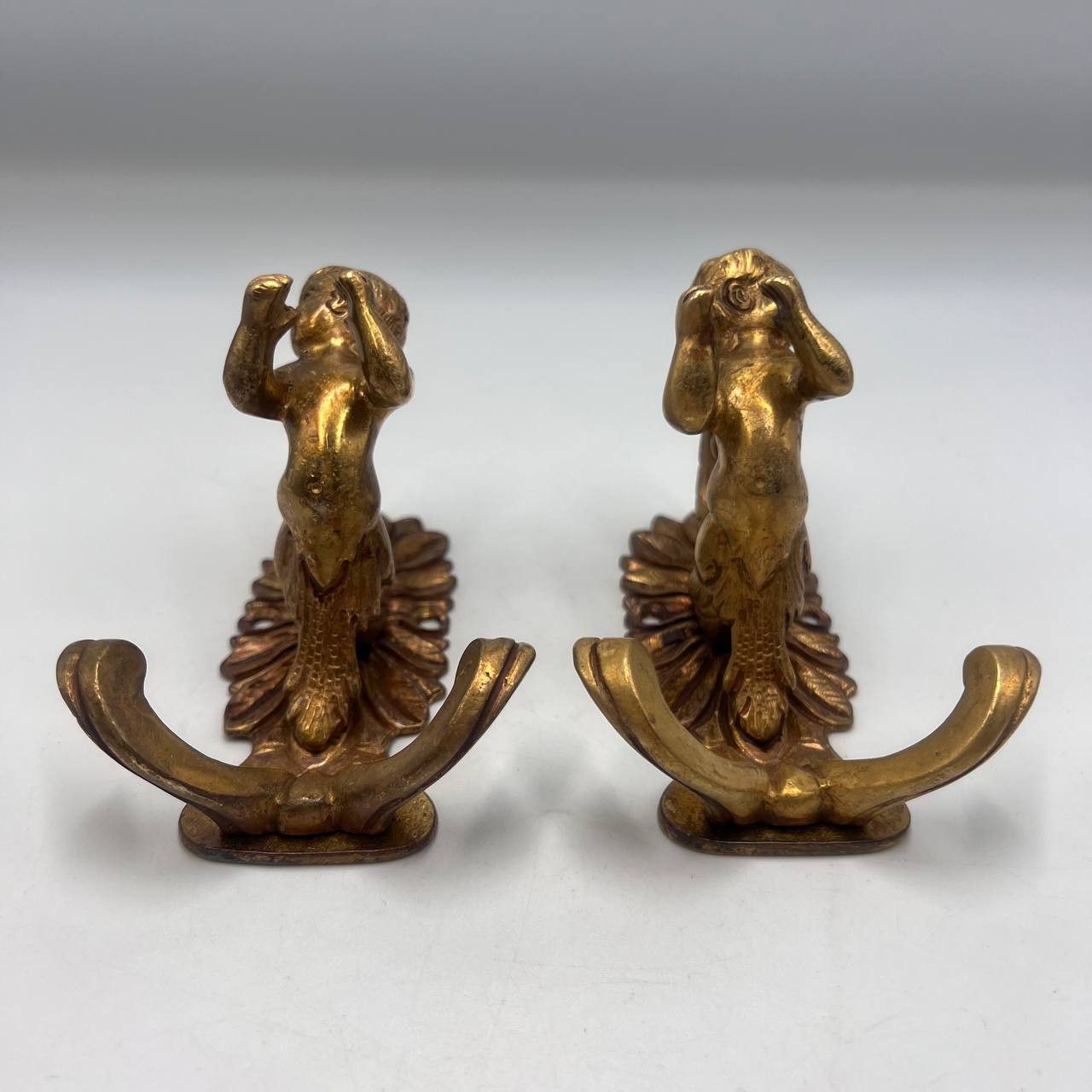 Vintage Pair Massive Bronze Coat Hooks Putti Cherub Baroque Style Size ONE SIZE - 4 Thumbnail