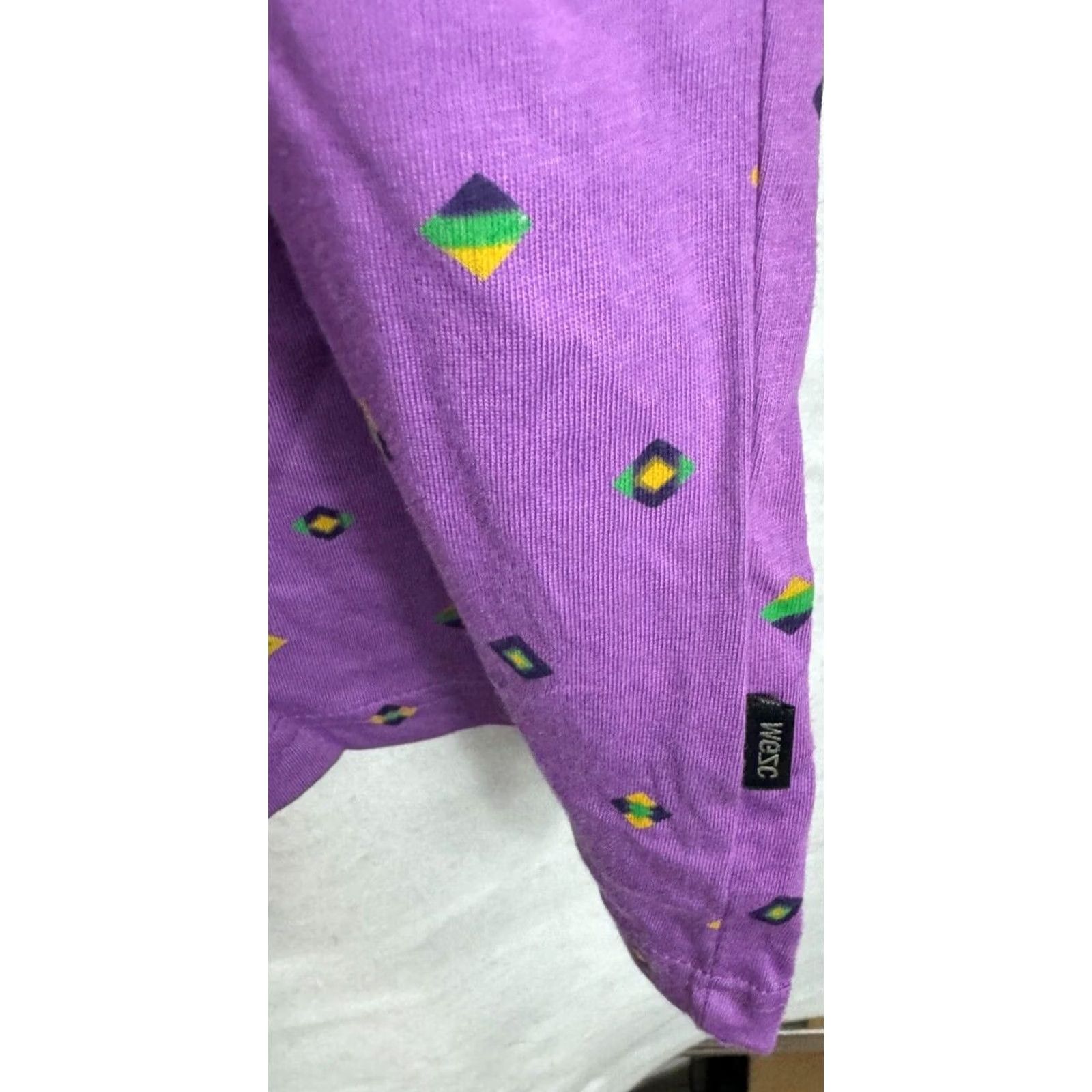 WeSC WESC Mens Large Shirt Dartenjang Purple Diamon pattern T-shirt Short sleeve Crew Mens Size US L / EU 52-54 / 3 - 3 Thumbnail