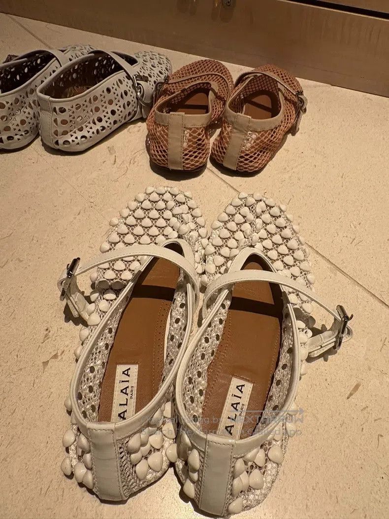 Alaia White Tulle Decorated Ballet Shoes