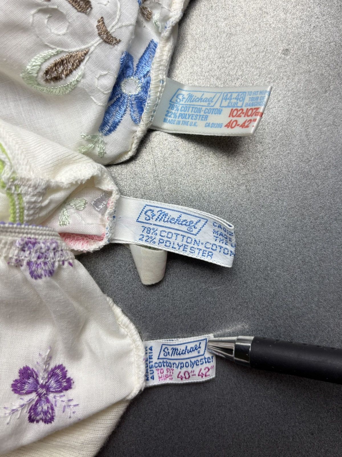 Marks & Spencer × Vintage 3 Pairs 1970s Underwear Vintage Embroidered Floral Panties Size ONE SIZE - 6 Thumbnail