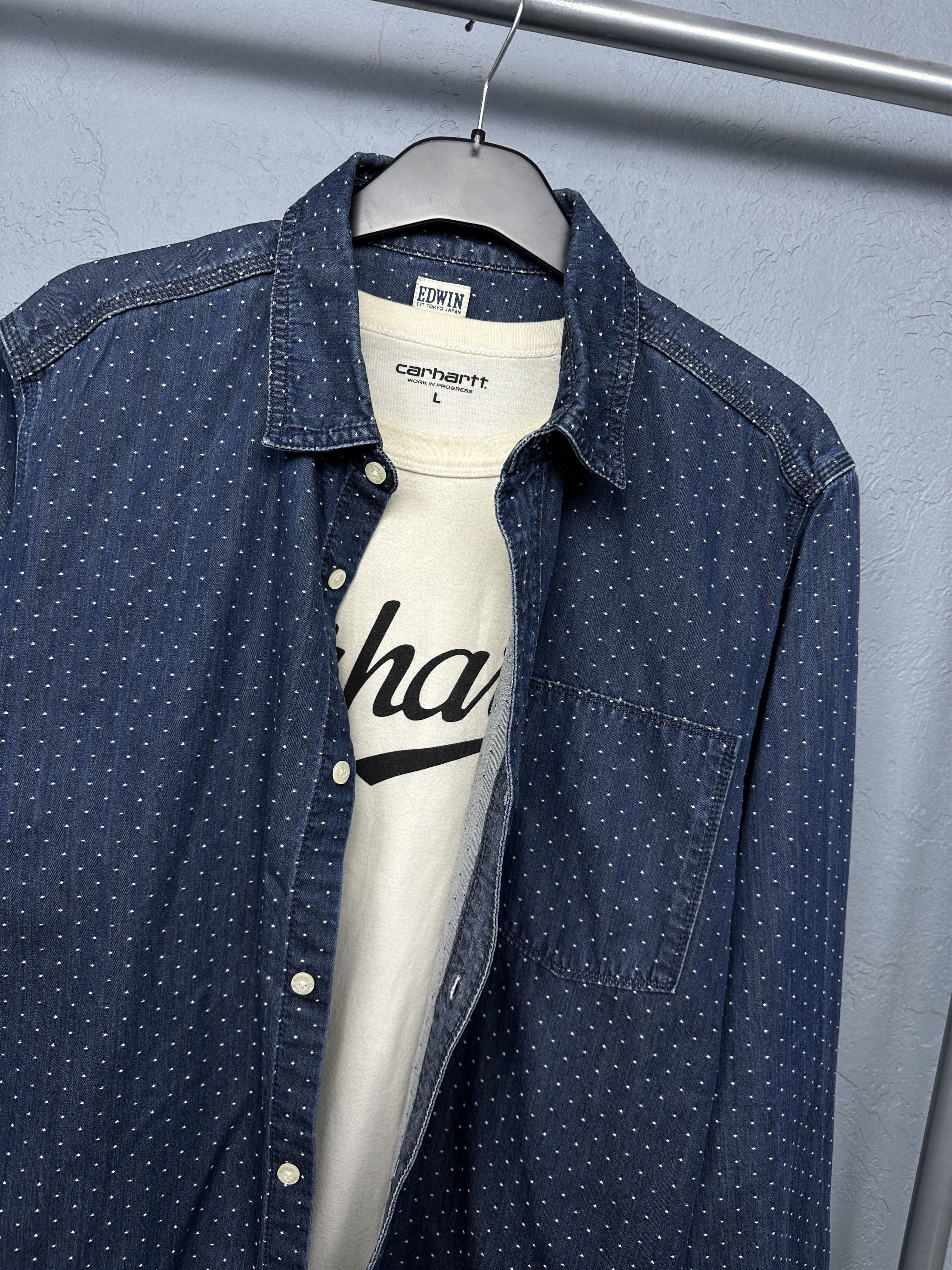 Edwin Edwin Mens Japanese Denim Work Shirt Size US L / EU 52-54 / 3 - 2 Thumbnail