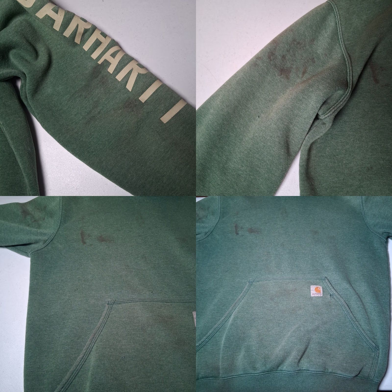 Carhartt VINTAGE Carhartt Hoodie Hooded Sweatshirt Small Green Workwear Pullover Destroyed Work Mens Hoodie Size US S / EU 44-46 / 1 - 10 Thumbnail