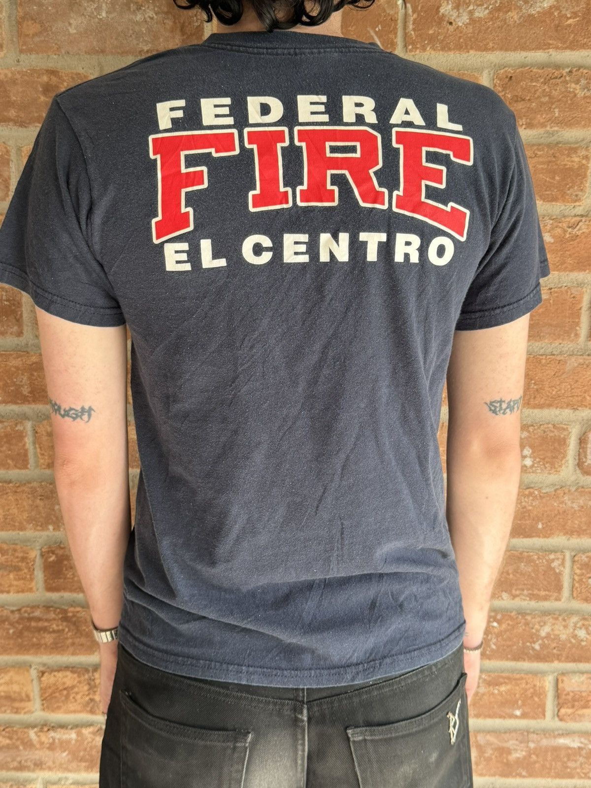 Vintage Federal Fire El Centro T Small Navy Blue USA Fire