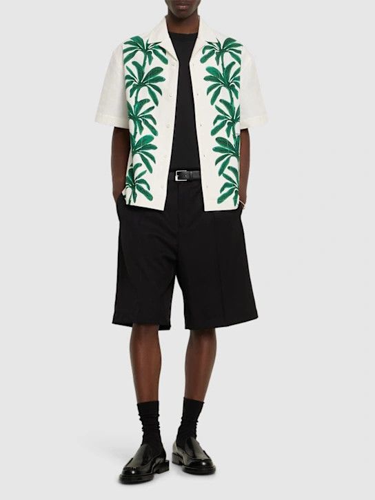 Jacquemus o1lsvrm0425 Jean Cotton Printed SS Shirt in Beige/Green Size US M / EU 48-50 / 2 - 4 Thumbnail