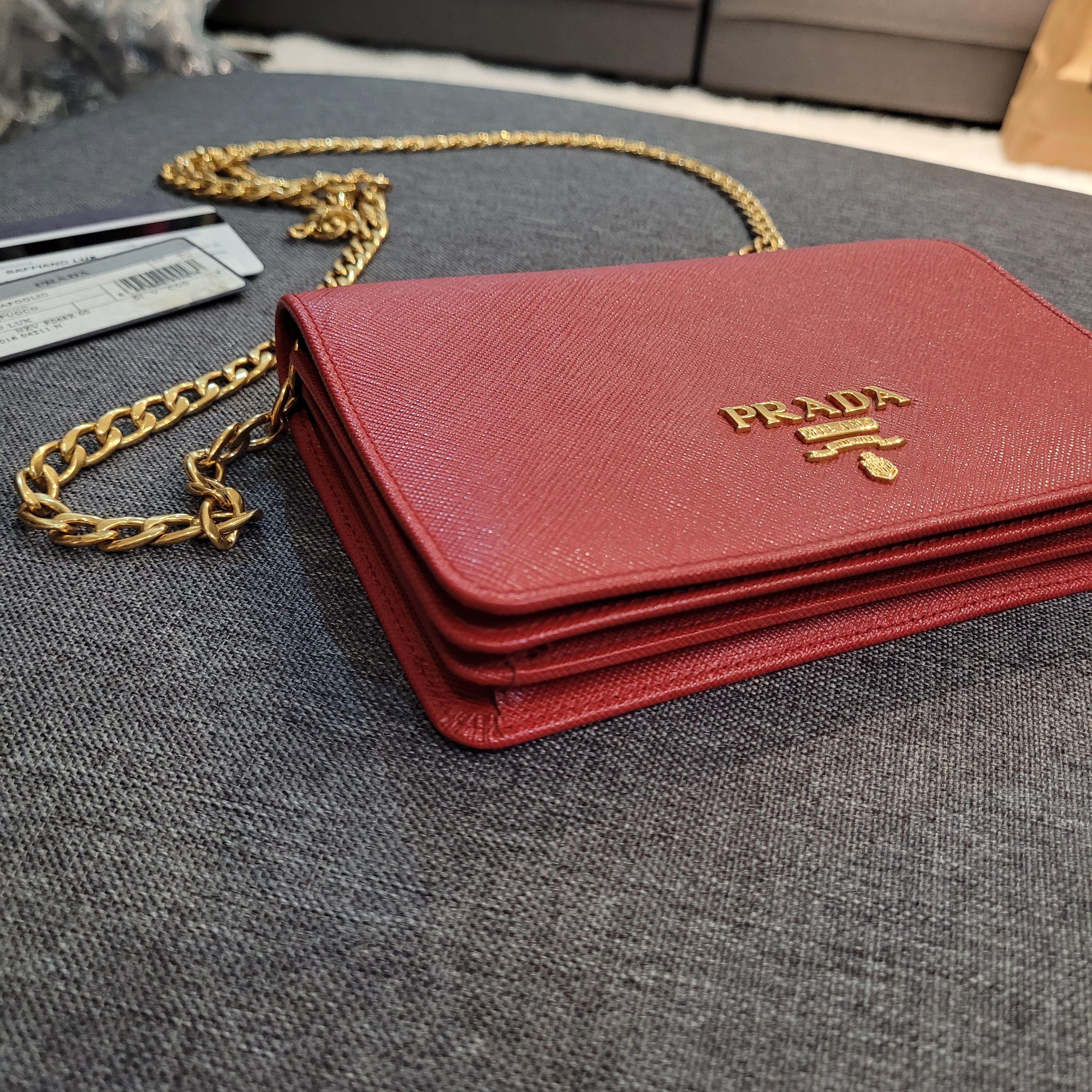 Prada Prada Crossbody Wallet on Chain Saffiano Lux Leather 1BP006 Size ONE SIZE - 6 Thumbnail