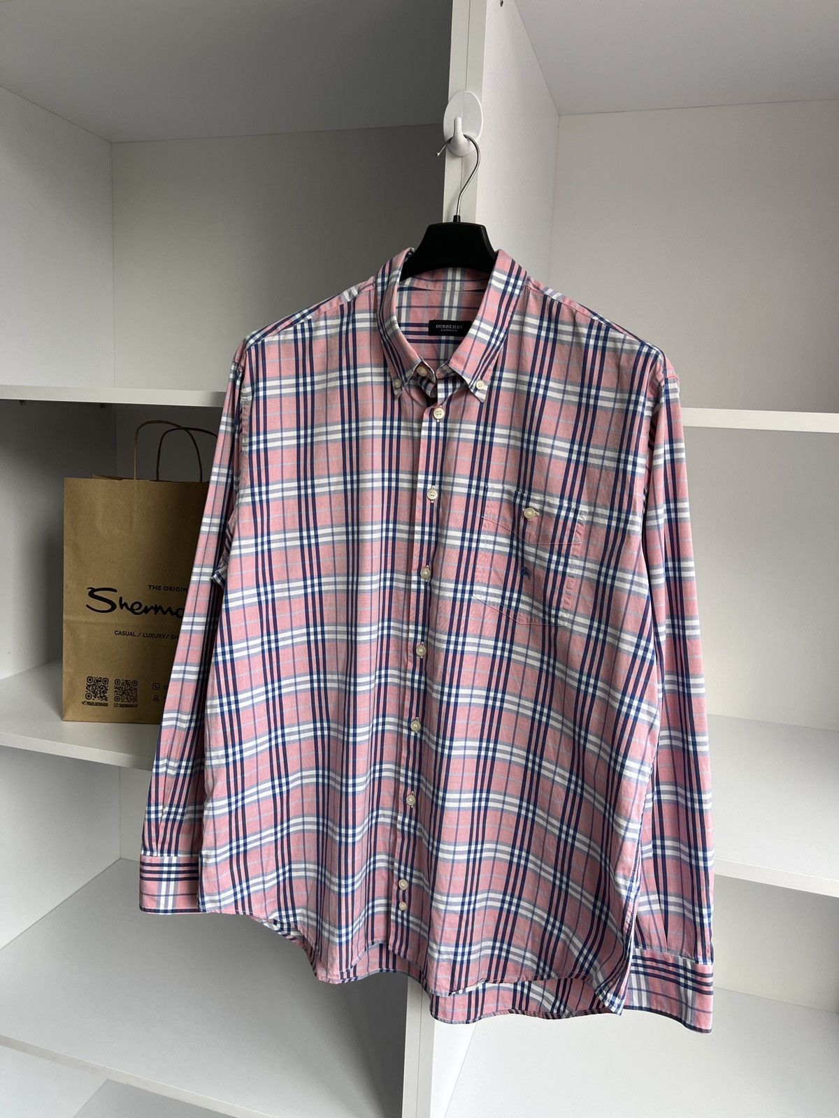 Burberry × Vintage VintageBurberry Check Button-Down Shirt Pink Checked Size US L / EU 52-54 / 3 - 2 Thumbnail
