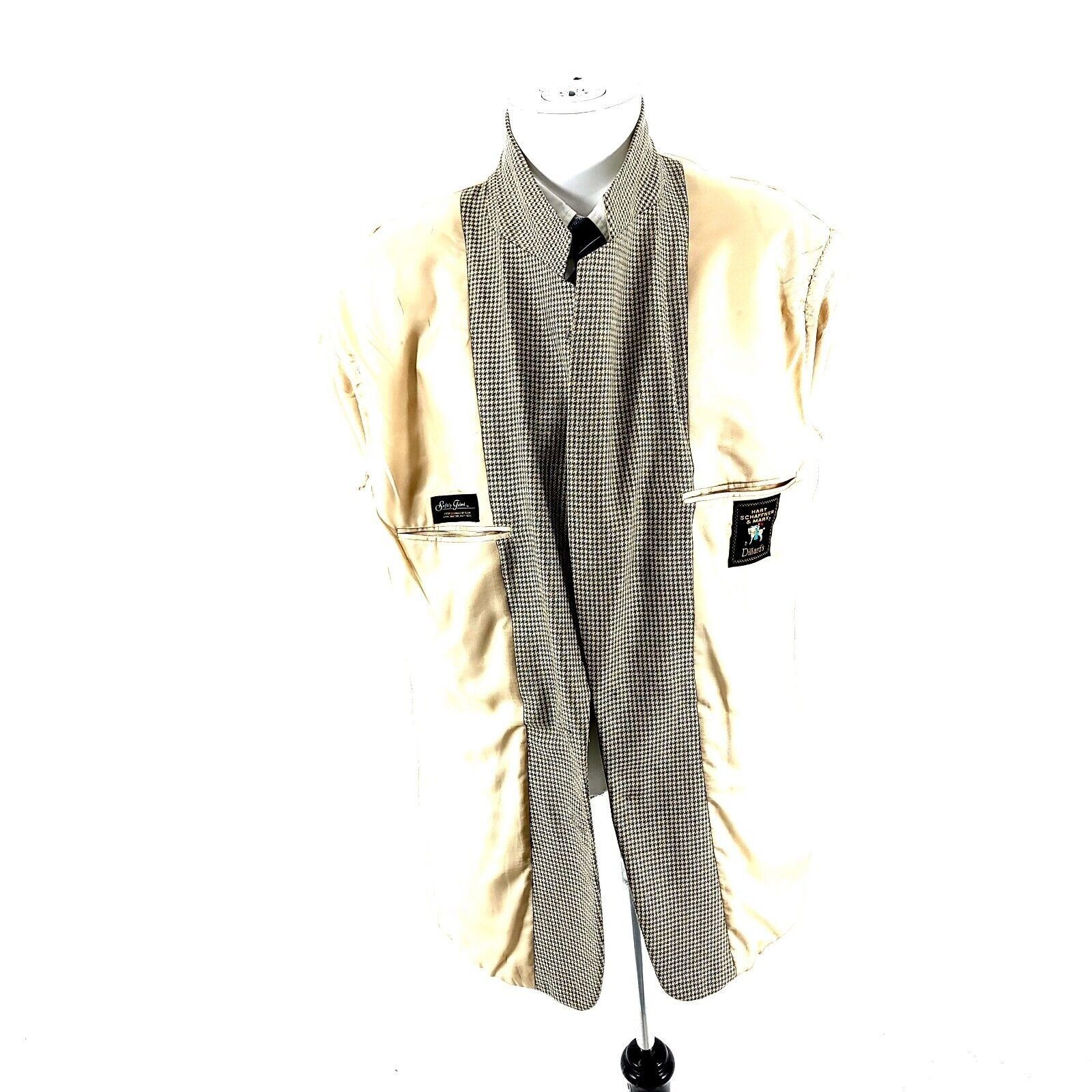 Hart Schaffner Marx Hart Schaffner Marx Wool 2 Button Sport Coat 42R Gray Tan Gr Size 42R - 10 Thumbnail