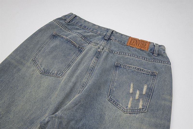 Vintage American retro loose-fitting distressed wide-leg jeans Size US 32 / EU 48 - 5 Thumbnail