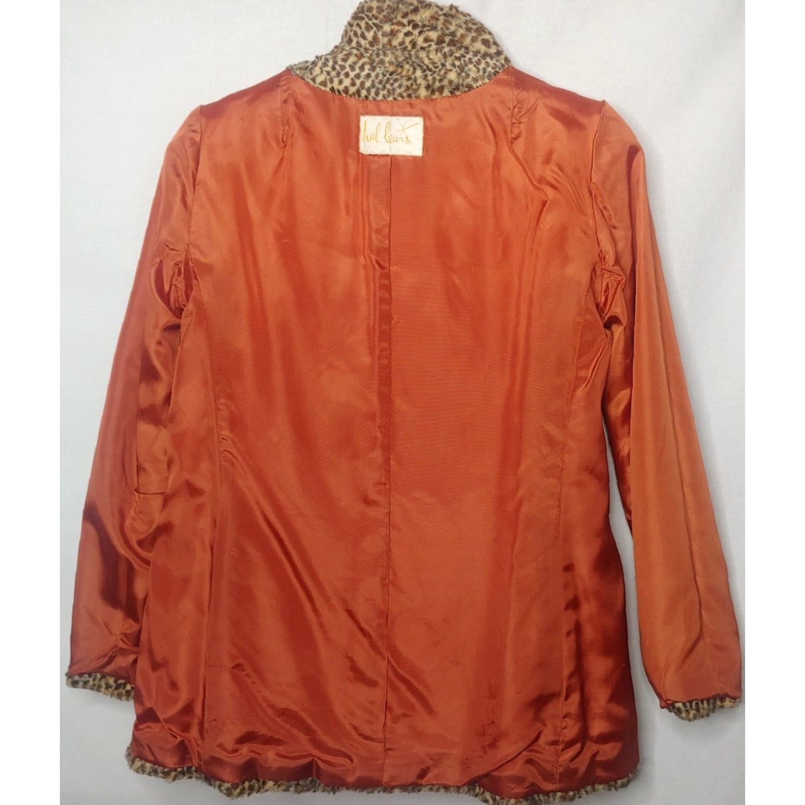Vintage VINTAGE Hal Leurs Jacket Woman S Leopard Animal Print Brown Faux Fur Lined Button Long Sleeve Mid-Length Size S / US 4 / IT 40 - 5 Thumbnail