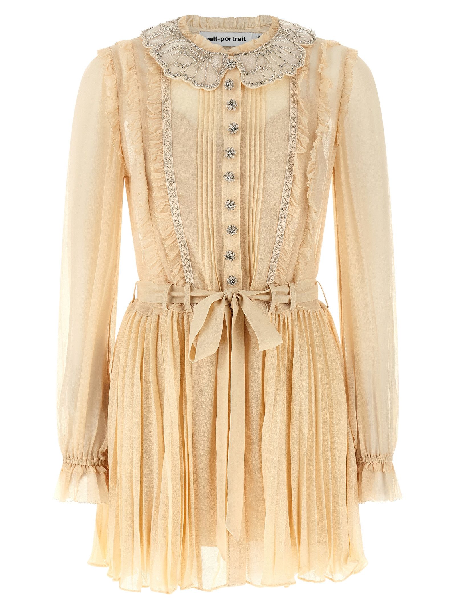 Self-Portrait 'Tan Pleated Georgette Mini' dress Size M / US 6-8 / IT 42-44 - 1 Thumbnail