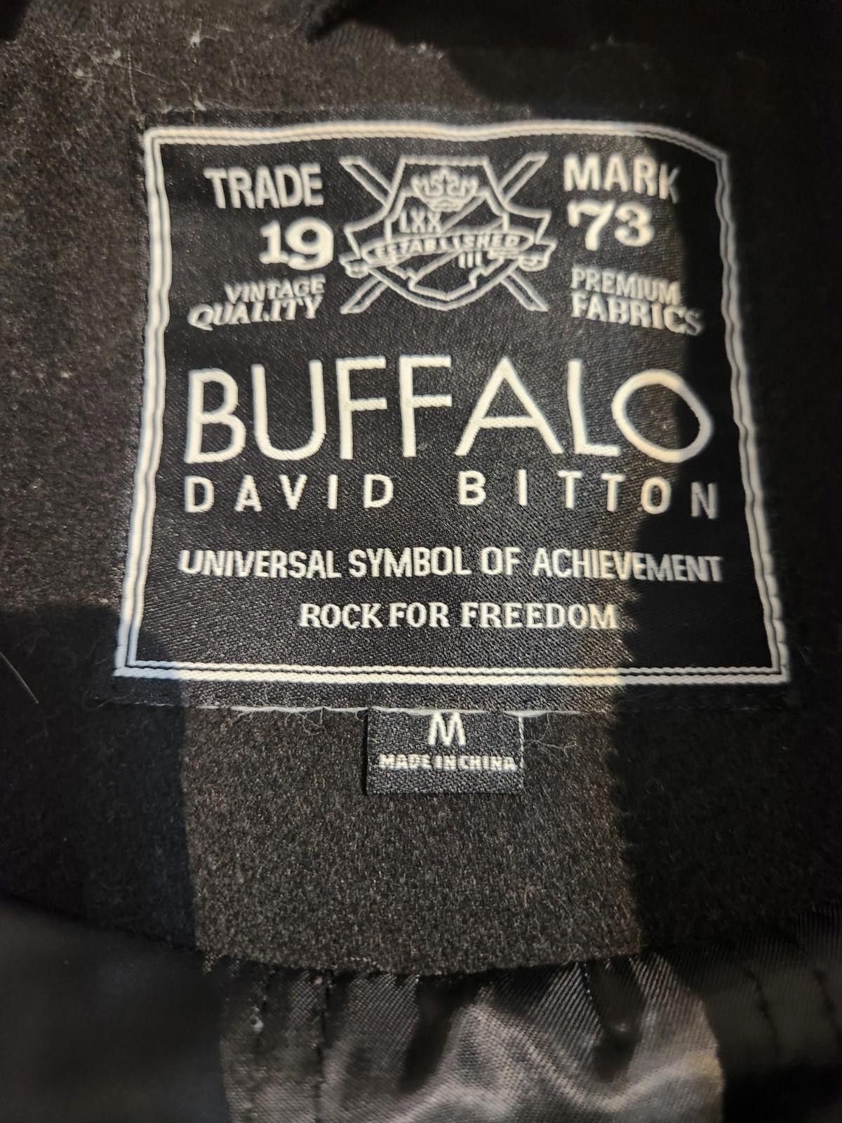 Designer Buffalo David Bitton Wool Coat Black Men's Medium Size US M / EU 48-50 / 2 - 2 Thumbnail