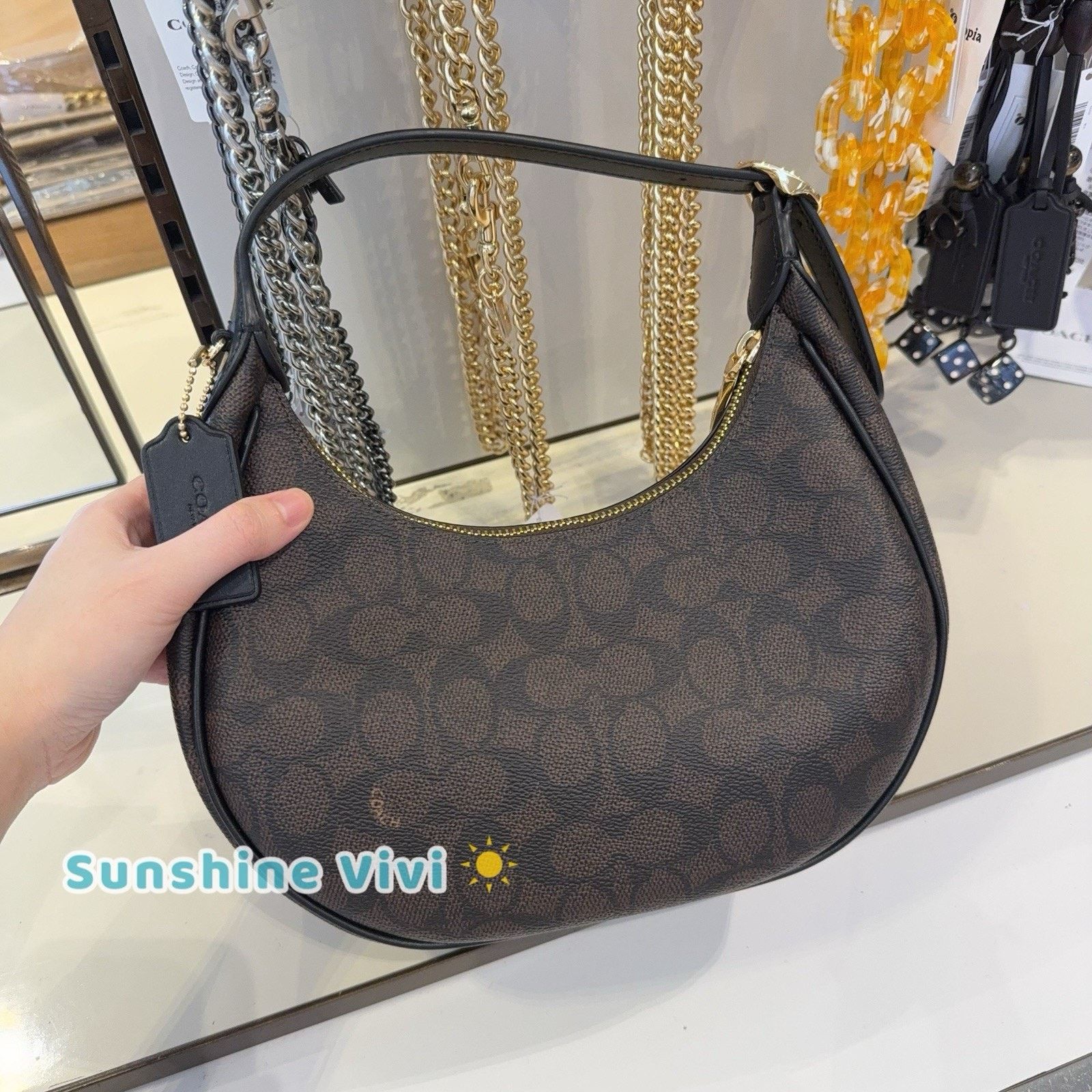 Coach NWT Coach Emily Shoulder Bag CDX17 Gold/Walnut/Black Size ONE SIZE - 5 Thumbnail