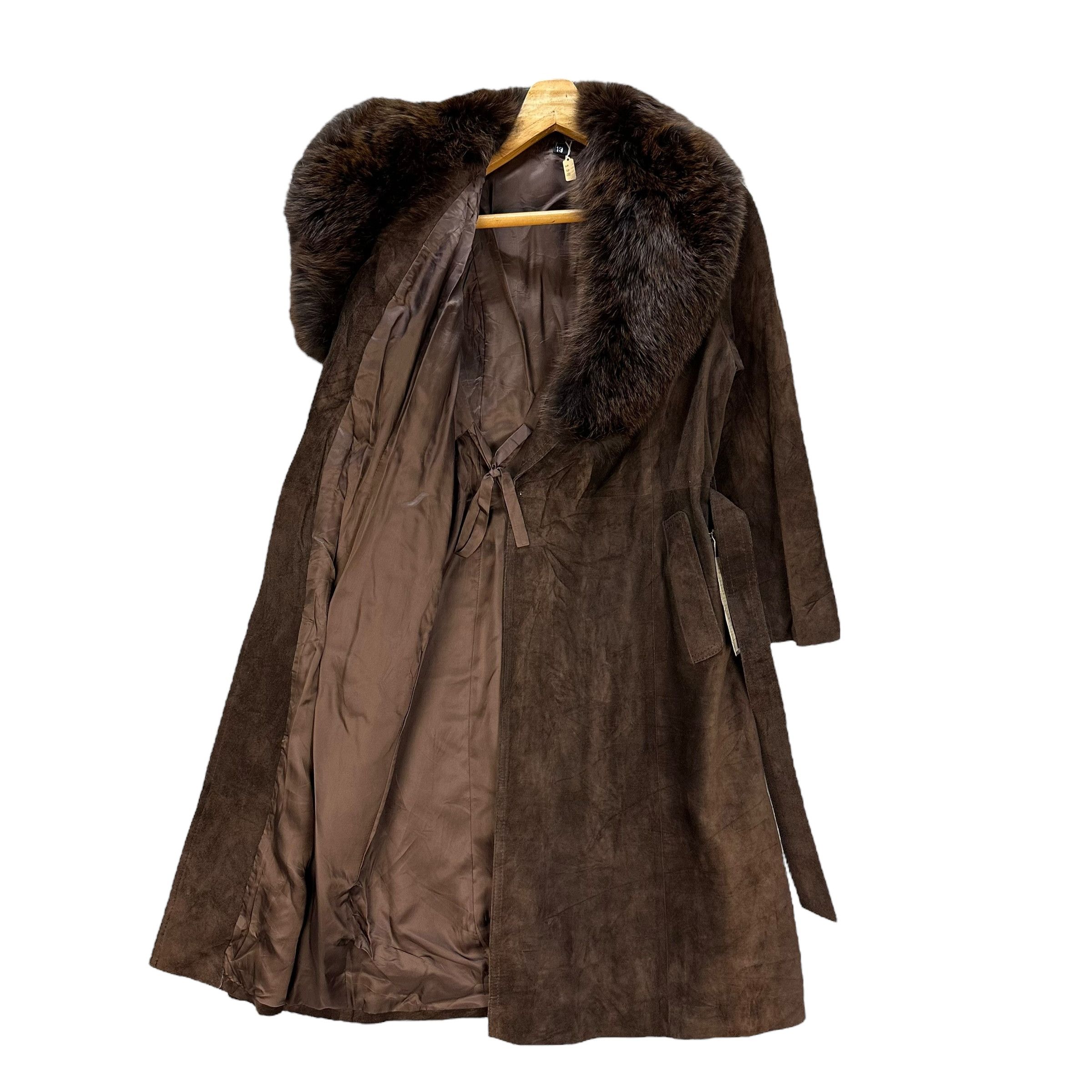 Montblanc 90’s NWT MONT BLANC Fur Shawl Calf Suede Long Coat #A64-1540 Size M / US 6-8 / IT 42-44 - 10 Thumbnail