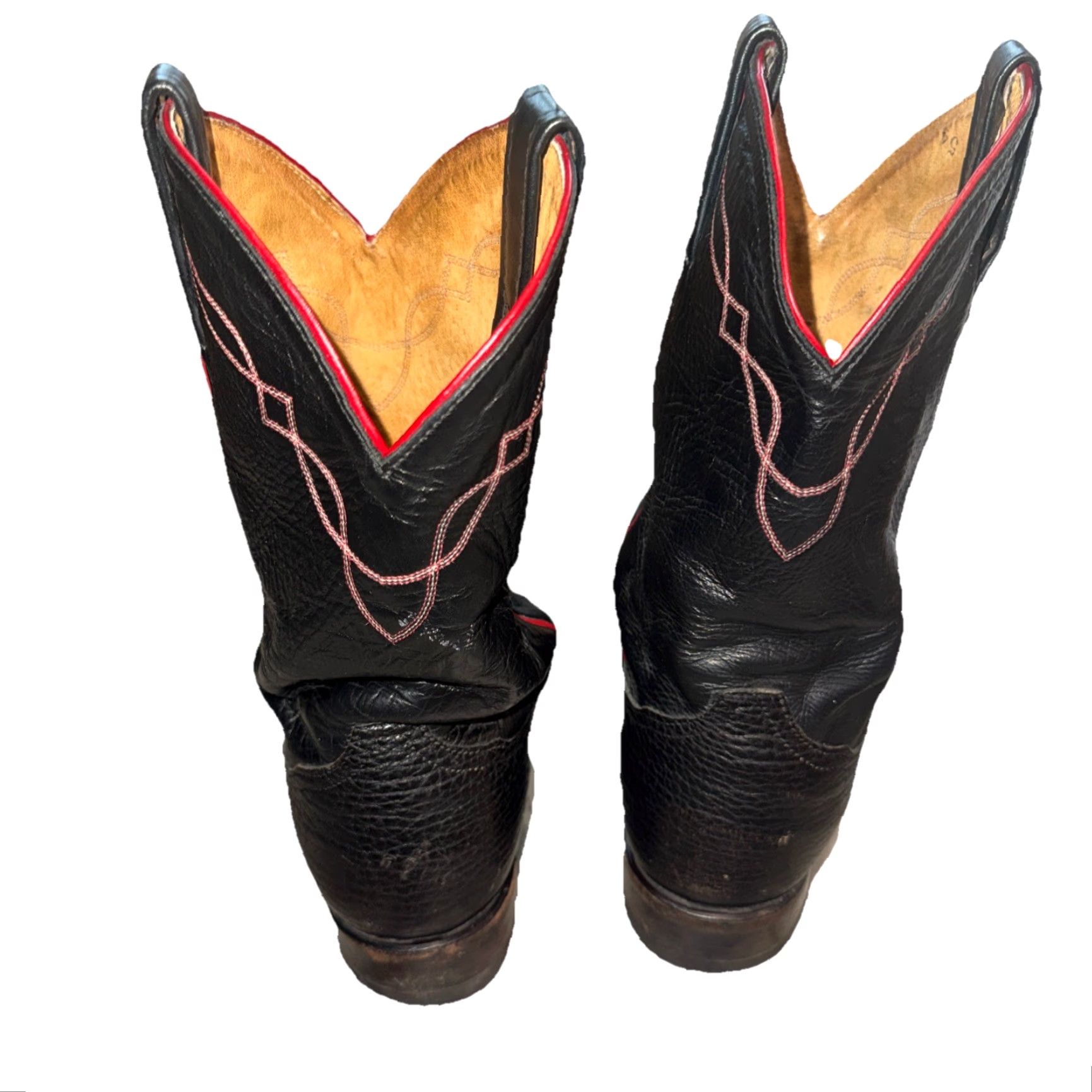 Tony Lama Tony Lama Western Cowboy Boots 9.5 B USA Men Leather Black Red Trim Embroidered Vibram Outsole Western 2022 Boot Size US 10 / EU 43 - 4 Thumbnail